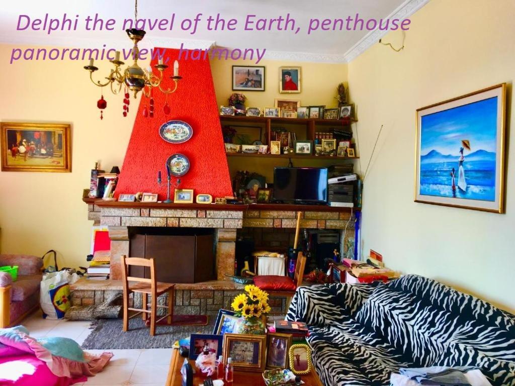Delphi Celebrity V I P The Navel Of The Earth, Center-Delphi-Penthouse Galaxy&Sky Panoramic View, Harmony&Yoga Lägenhet Exteriör bild
